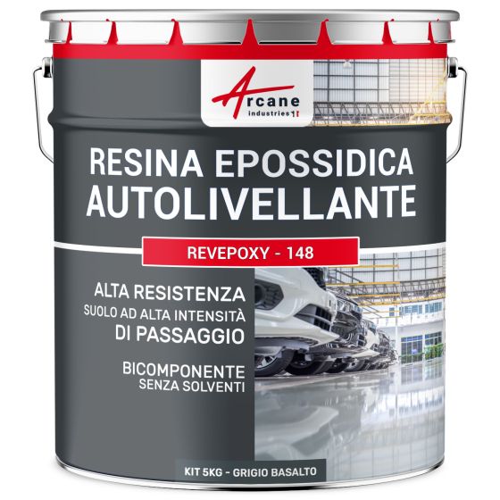 Resina Epossidica per Pavimenti, Autolivellante - REVEPOXY - 148 5 kg Grigio Basalto - RAL 7012