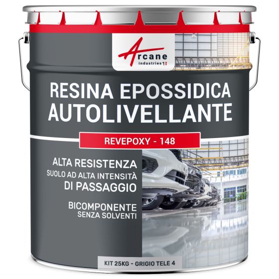 Resina Epossidica per Pavimenti, Autolivellante - REVEPOXY - 148 25 kg Grigio tele 4 - RAL 7047