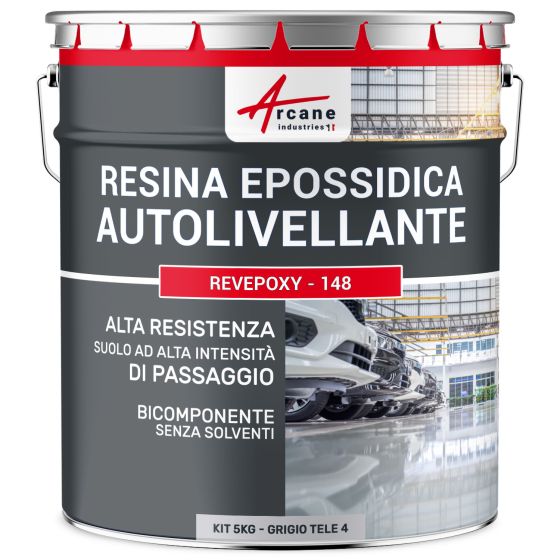 Resina Epossidica per Pavimenti, Autolivellante - REVEPOXY - 148 5 kg Grigio tele 4 - RAL 7047