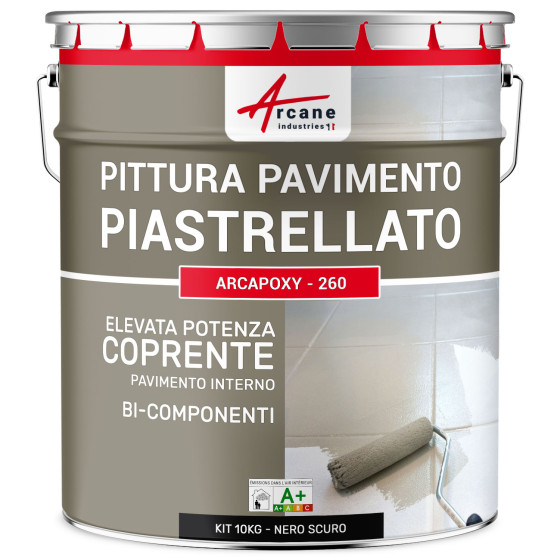 Vernice Pavimenti Piastrellati -Arcapoxy Pavimento Piastrellato 10 kg RAL 9005 - Nero Scuro