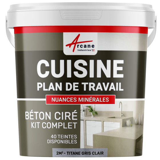 1-Main-Béton Ciré Cuisine : Plan de travail, Crédence - Kit 2m2 - Titane gris clair