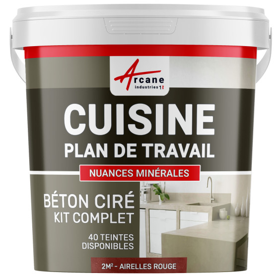 Béton Ciré Cuisine : Plan de travail, Crédence - Kit 2m2 - Airelles rouge