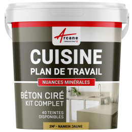 1-Main-Béton Ciré Cuisine : Plan de travail, Crédence - Kit 2m2 - nankin jaune