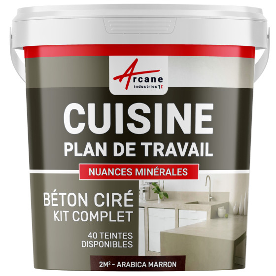 1-Main-Béton Ciré Cuisine : Plan de travail, Crédence - Kit 2m2 - Arabica marron