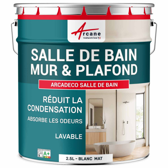 Peinture salle de bains mur et plafond :ARCADÉCO SALLE DE BAIN Couleur / Aspect 2.5L BLANC MAT Peinture salle de bains mur et plafond :ARCADÉCO SALLE DE BAIN Couleur / Aspect 2.5L BLANC MAT