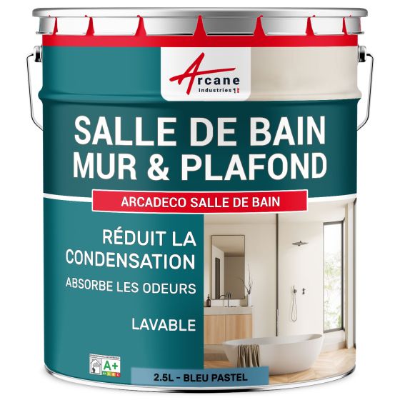 Peinture salle de bains mur et plafond :ARCADÉCO SALLE DE BAIN Couleur / Aspect 2.5L BLEU PASTEL