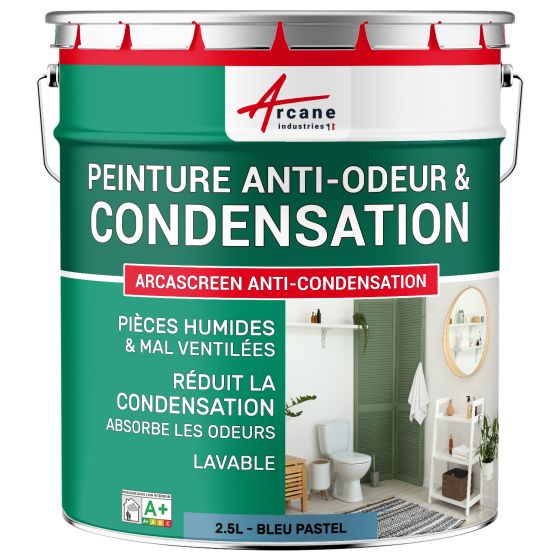 Peinture anti-condensation, anti-odeurs pour pièce humide : ARCASCREEN ANTI-CONDENSATION Couleur / Aspect 2.5L bleu pastel