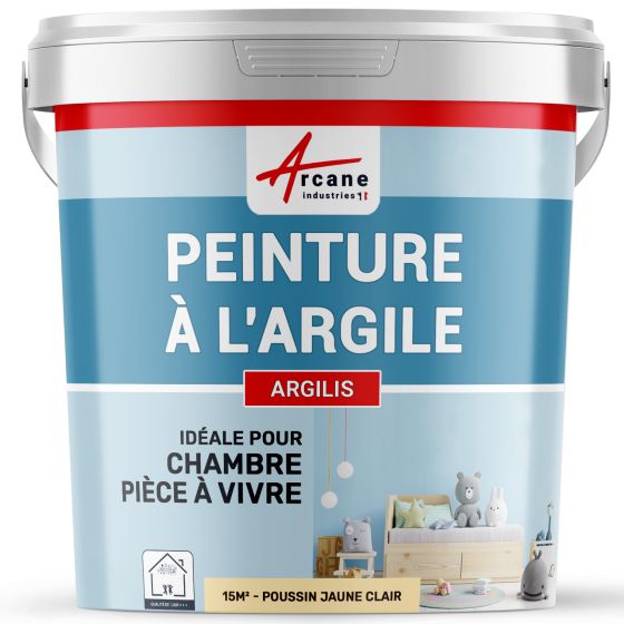 Peinture argile naturelle décoration chambre enfant - ARGILIS-15m2-Poussin-jaune-clair-Aspect / Couleur