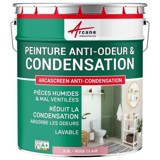 Peinture anti condensation, odeurs et moisissure pour pièce humide : Arcascreen Anti Condensation Couleur / Aspect 2.5L rose cla