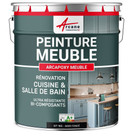 Résine PEINTURE MEUBLE-Kit1Kg-RAL-9005-Noir-fonce-Aspect / Couleur