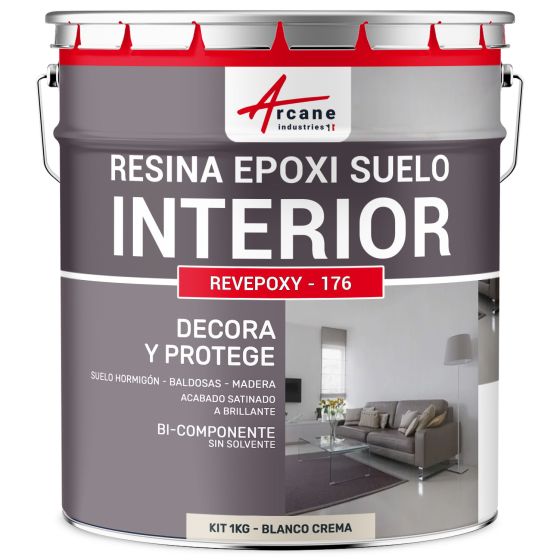 Resina Epoxi Decorativa para Suelo Interior REVEPOXY DECO RAL 9001 Blanco Crema 1 kg (hasta 5 m² en 2 capas)