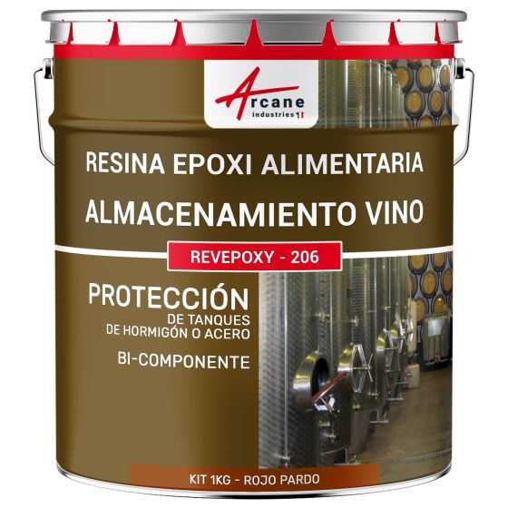 Pintura Resina Alimentaria para Cubas de Vino en Hormigón - Acero REVEPOXY ALMACENAMIENTO VINO Rojo pardo Ral 3011 1 kg