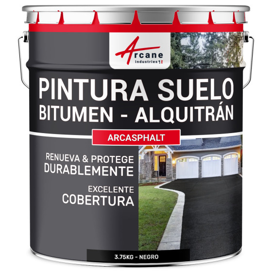 Pintura bituminosa y de alquitrán resina de suelo para asfalto Negro 3.75 kg (7.5 m² en 2 capas)