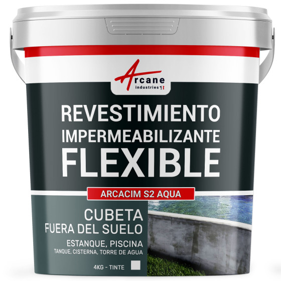 Revestimiento impermeabilizante flexible para PISCINA ELEVADA - CISTERNA - TORRE DE AGUA Blanco 4 kg