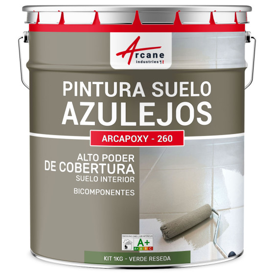 Pintura para Suelo de Baldosas Resina epoxi Arcapoxy 1 kg (hasta 5 m² en 2 capas) RAL 6011 Verde Reseda