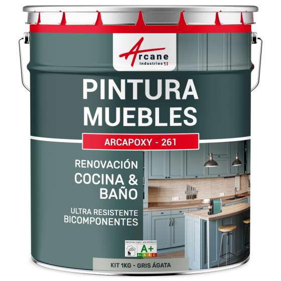 Pintura para Muebles de Cocina - Encimeras y Baño ARCAPOXY MUEBLE RAL 7038 Gris Ágata 1 kg (hasta 12 m² en 2 capas)