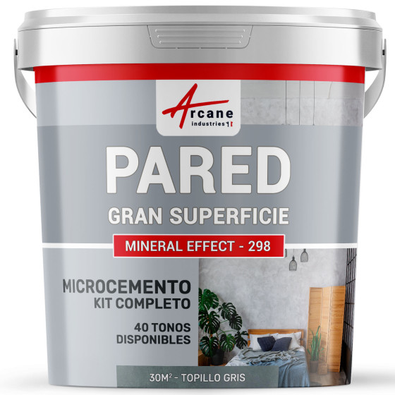 KIT HORMIGÓN PULIDO PARA PAREDES GRAN SUPERFICIE Hormigón pulido especial para muros Gris Topillo 30 m² (en 2 capas)