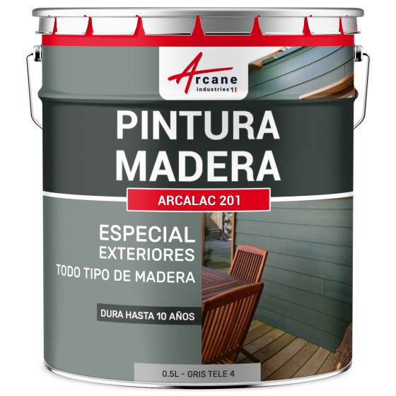 Pintura para madera exterior e interior ARCALAQUE 201 Gris tele 4 RAL 7047 0.5 L