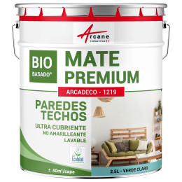 Pintura mate para pared y techo ARCADECO BIOSOURCÉ MAT 2.5 L (+ ou 30m² par couche)  Verde claro RAL 6057