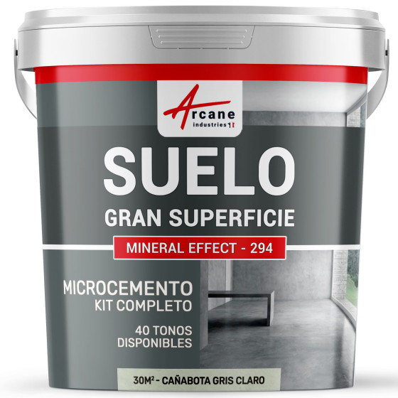 KIT DE MICROCEMENTO PARA SUELO DE GRAN SUPERFICIE ALTA PROTECCIÓN - Cañabota Gris Claro - 30 m² (en 2 capas)