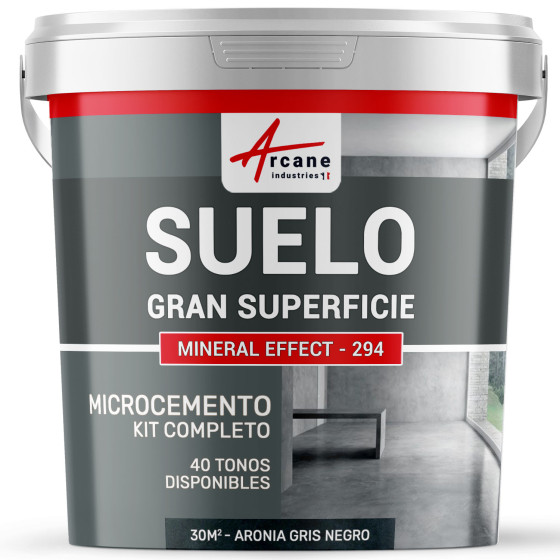 KIT DE MICROCEMENTO PARA SUELO DE GRAN SUPERFICIE ALTA PROTECCIÓN - Aronia Gris Negro - 30 m² (en 2 capas)