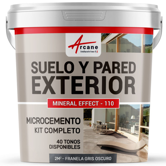 KIT BETÓN CIRÉ EXTERIOR - Betón alisado para suelos - paredes - terrazas y escaleras - Franela Gris Oscuro - 2 m² (en 2 capas)