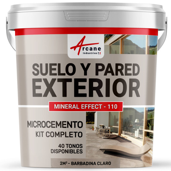 KIT BETÓN CIRÉ EXTERIOR - Betón alisado para suelos - paredes - terrazas y escaleras - Barbadina Claro - 2 m² (en 2 capas)