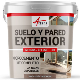 KIT BETÓN CIRÉ EXTERIOR - Betón alisado para suelos - paredes - terrazas y escaleras - Visón Gris Beige - 10 m² (para 2 capas)