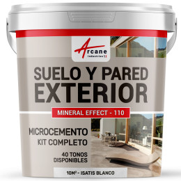 KIT BETÓN CIRÉ EXTERIOR - Betón alisado para suelos - paredes - terrazas y escaleras - Isatis Blanco - 10 m² (para 2 capas)