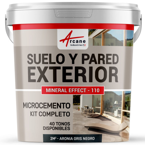 KIT BETÓN CIRÉ EXTERIOR - Betón alisado para suelos - paredes - terrazas y escaleras - Aronia Gris Negro - 2 m² (en 2 capas)