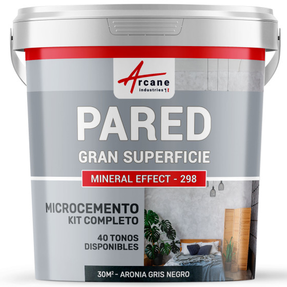 KIT HORMIGÓN PULIDO  PAREDES GRAN SUPERFICIE - Hormigón pulido especial  muros - Aronia Gris Negro - 30 m² (2 capas)