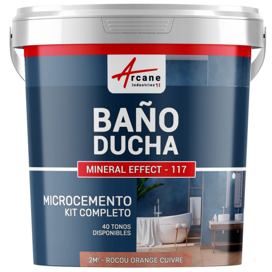 Kit de Microcemento para Baño: Revestimiento Impermeable - Achiote Naranja Cobre  - 2 m² (en 2 capas)