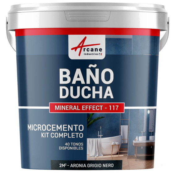 Kit de Microcemento para Baño: Revestimiento Impermeable - Aronia Gris Negro - 2 m² (en 2 capas)