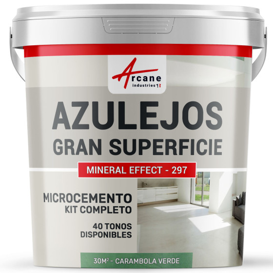 KIT DE MICROCEMENTO PARA AZULEJOS EN GRAN SUPERFICIE - Carambola Verde - 30 m² (en 2 capas)