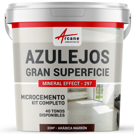 KIT DE MICROCEMENTO PARA AZULEJOS EN GRAN SUPERFICIE - Arábica Marrón - 30 m² (en 2 capas)