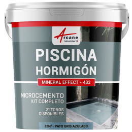 Kit de Hormigón Piscinas de Hormigón - Revestimiento Impermeable de Alta Resistencia para PISCINA - Pato Gris Azulado - 32 m²