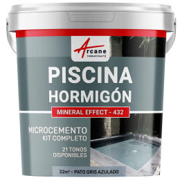Kit de Hormigón Piscinas de Hormigón - Revestimiento Impermeable de Alta Resistencia para PISCINA - Pato Gris Azulado - 32 m²
