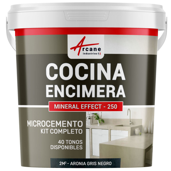 Hormigón Pulido para Cocina: Encimera - Revestimiento de Pared - Aronia Gris Negro - 2 m² (en 2 capas)