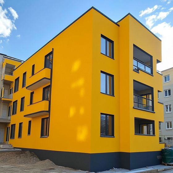 Peinture Façade Acrylique pour Crépi - ARCAFAÇADE RENOV - Mise en situation Jaune