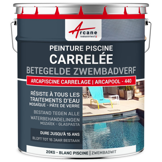 Tegelverf voor betegelde zwembaden - ARCAPOOL -440-1 - 20 kg (tot 65m² in 2 lagen)