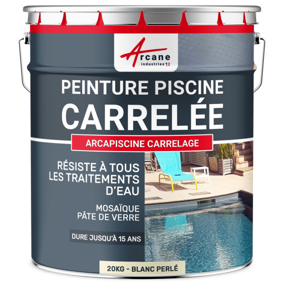 Peinture Carrelage Piscine Pour Piscine Carrelée - ARCAPISCINE CARRELAGE-20kg-Blanc-Perle-ral-1013-Aspect / Couleur Peinture Carrelage Piscine Pour Piscine Carrelée - ARCAPISCINE CARRELAGE-20kg-Blanc-Perle-ral-1013-Aspect / Couleur