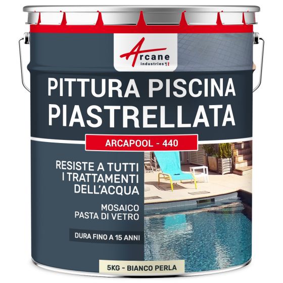 Pittura per Piastrelle Piscina per Piscine Piastrellate 5 kg  Bianco Perla - RAL 1013