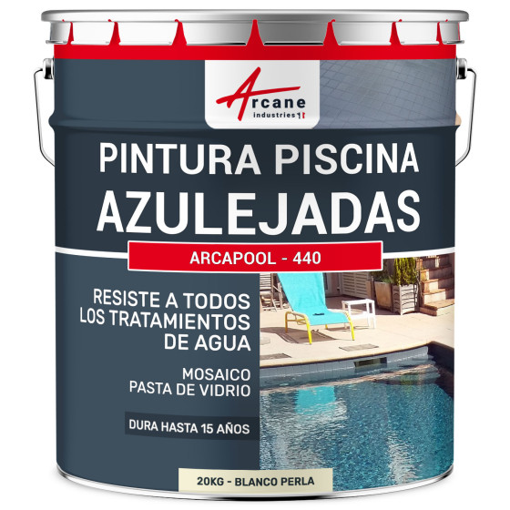 Pintura Para Piscinas Azulejadas ARCAPISCINE AZULEJOS Blanco Perla RAL 1013 20 kg (hasta 65m² en 2 capas)