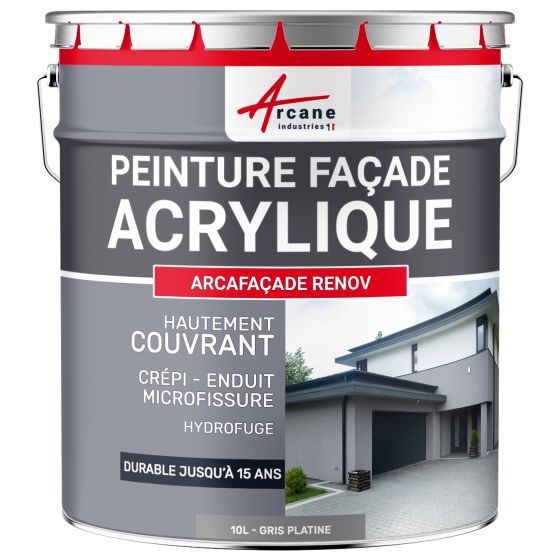 Peinture Crépi Façade Acrylique - ARCAFAÇADE RENOV-10L-gris platine-Aspect / Couleur Peinture Crépi Façade Acrylique - ARCAFAÇADE RENOV-10L-gris platine-Aspect / Couleur