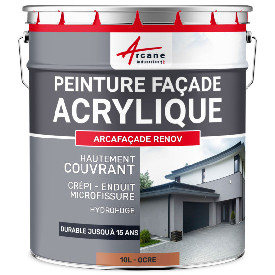 Peinture Crépi Façade Acrylique - ARCAFAÇADE RENOV-10L-Ocre-Ral-050-60-40-Aspect / Couleur Peinture Crépi Façade Acrylique - ARCAFAÇADE RENOV-10L-Ocre-Ral-050-60-40-Aspect / Couleur