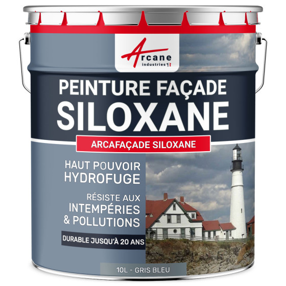 Peinture Siloxane - ARCAFAÇADE SILOXANE-10L-Gris-Bleu-Ral-7000-Aspect / Couleur