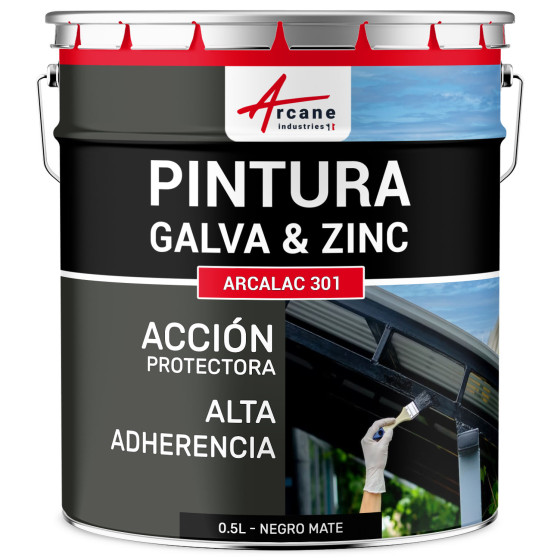 Pintura para Galvanizado y Zinc Arcalaque 301 0.5 L Negro Mate RAL 9005 Pintura para Galvanizado y Zinc Arcalaque 301 0.5 L Negro Mate RAL 9005