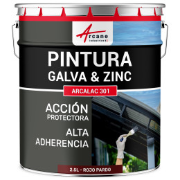 Pintura para Galvanizado y Zinc Arcalaque 301 Rojo pardo Ral 3011 2.5 L