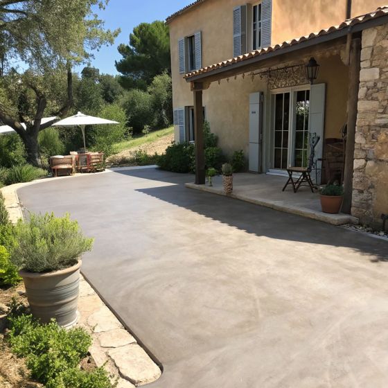 KIT BETON CIRE EXTERIEUR - Béton ciré extérieur pour sol, mur, terrasse, balcon, escalier - Mise en situation - Rosetto