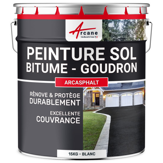 Peinture bitume / peinture goudron : Résine solpour asphalte, goudron, enrobé - ARCASPHALT - BLANC 15kg - Couleur / Aspect Peinture bitume / peinture goudron : Résine solpour asphalte, goudron, enrobé - ARCASPHALT - BLANC 15kg - Couleur / Aspect